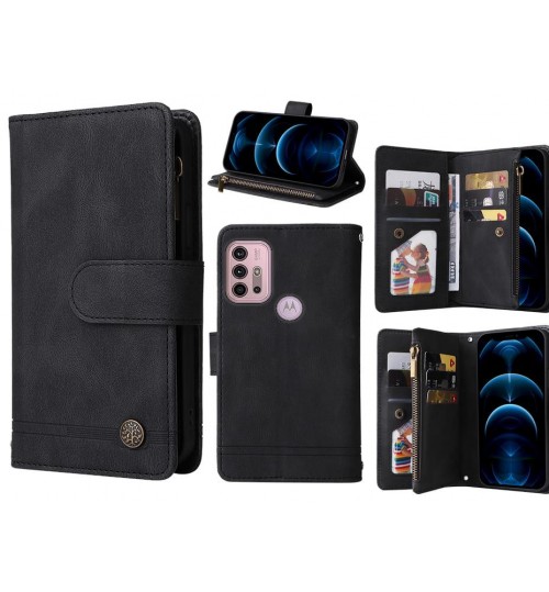 Moto G30 Case 9 Card Slots Wallet Denim Leather Case