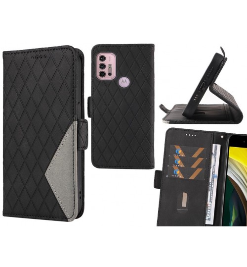 Moto G30 Case Grid Wallet Leather Case