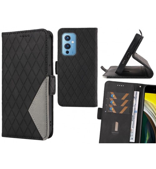 OnePlus 9 Case Grid Wallet Leather Case