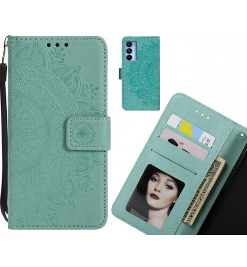 Samsung Galaxy A15 Case mandala embossed leather wallet case