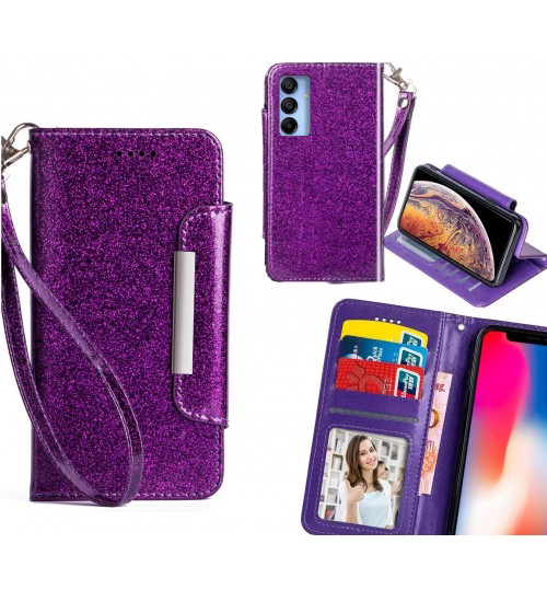 Samsung Galaxy A15 Case Glitter wallet Case ID wide Magnetic Closure