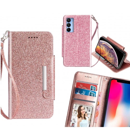 Samsung Galaxy A15 Case Glitter wallet Case ID wide Magnetic Closure