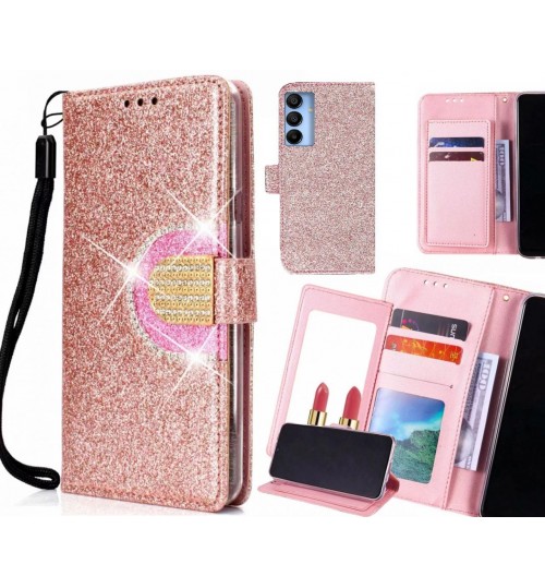 Samsung Galaxy A15 Case Glaring Wallet Leather Case With Mirror