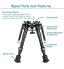 Adjustable Tactical Rifle Bipod Adjustable Spring Return with Adapter