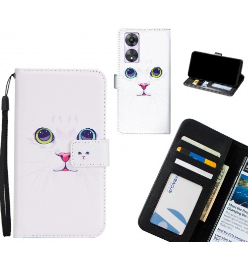 Oppo A58 case 3 card leather wallet case printed ID