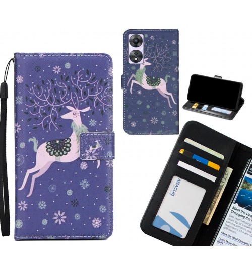 Oppo A58 case 3 card leather wallet case printed ID