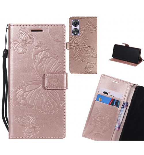 Oppo A58 case Embossed Butterfly Wallet Leather Case