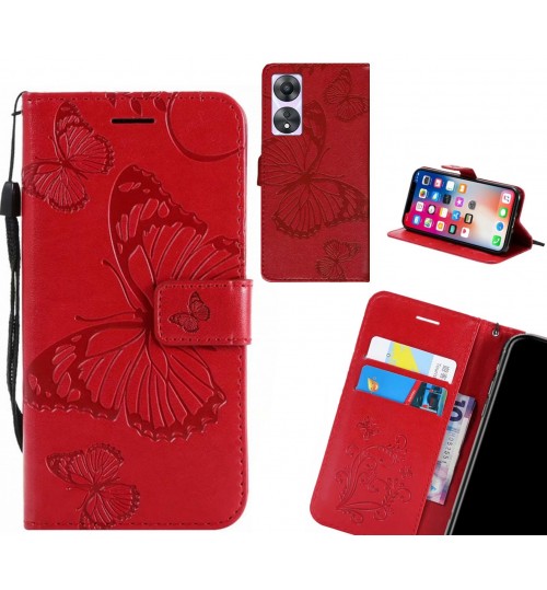 Oppo A58 case Embossed Butterfly Wallet Leather Case