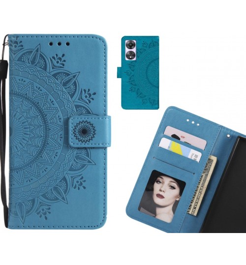 Oppo A58 Case mandala embossed leather wallet case