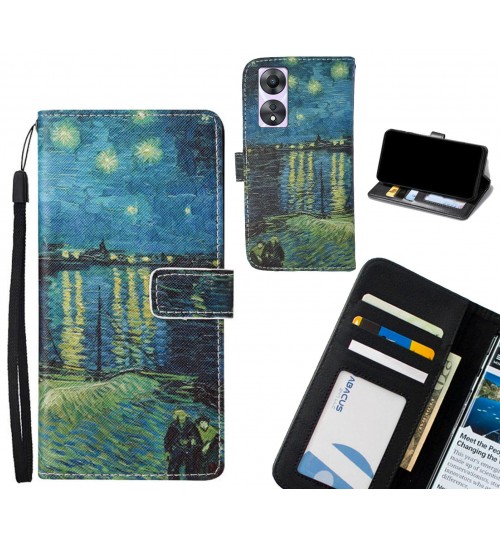 Oppo A58 case leather wallet case van gogh painting