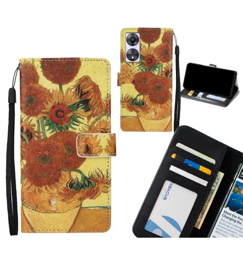 Oppo A58 case leather wallet case van gogh painting