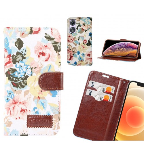 Oppo A58 Case Floral Prints Wallet Case