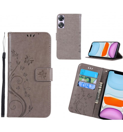 Oppo A58 Case Embossed Butterfly Wallet Leather Cover