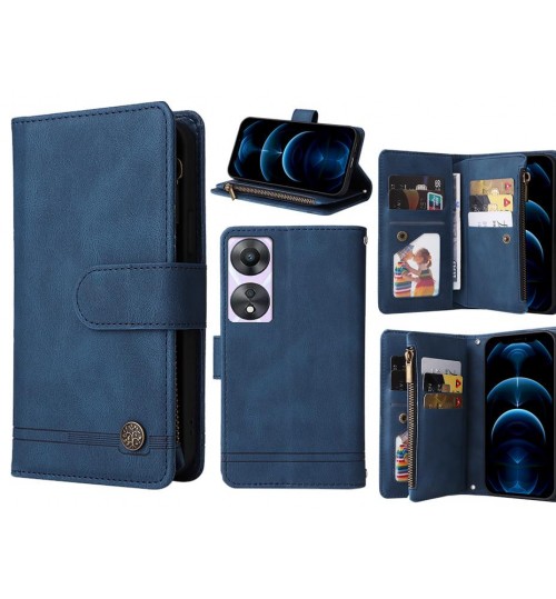 Oppo A58 Case 9 Card Slots Wallet Denim Leather Case