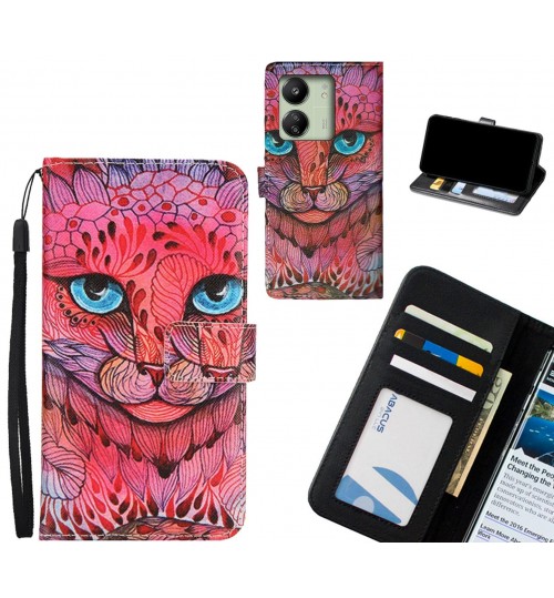 Xiaomi Redmi 13C case 3 card leather wallet case printed ID