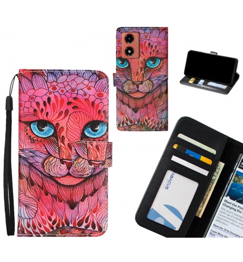 Moto G04 case 3 card leather wallet case printed ID