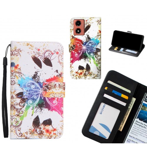 Moto G04 case 3 card leather wallet case printed ID