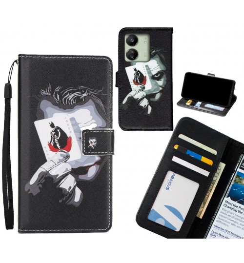 Xiaomi Redmi 13C case 3 card leather wallet case printed ID