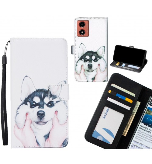 Moto G04 case 3 card leather wallet case printed ID