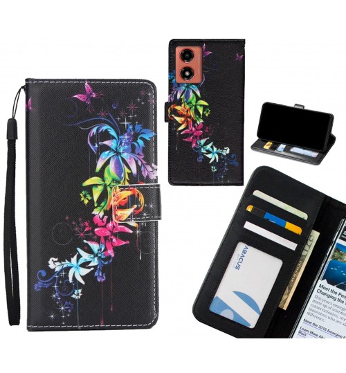 Moto G04 case 3 card leather wallet case printed ID