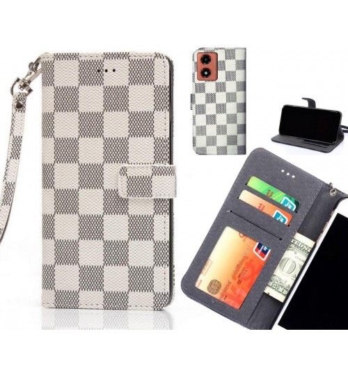 Moto G24 Case Grid Wallet Leather Case