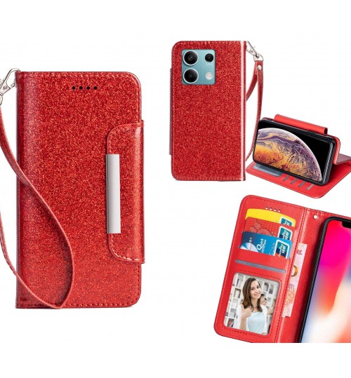 Xiaomi Redmi Note 13 Case Glitter wallet Case ID wide Magnetic Closure