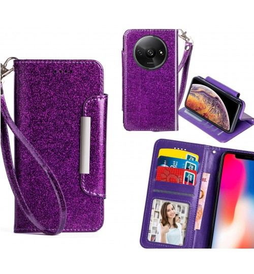 Xiaomi Redmi A3 Case Glitter wallet Case ID wide Magnetic Closure