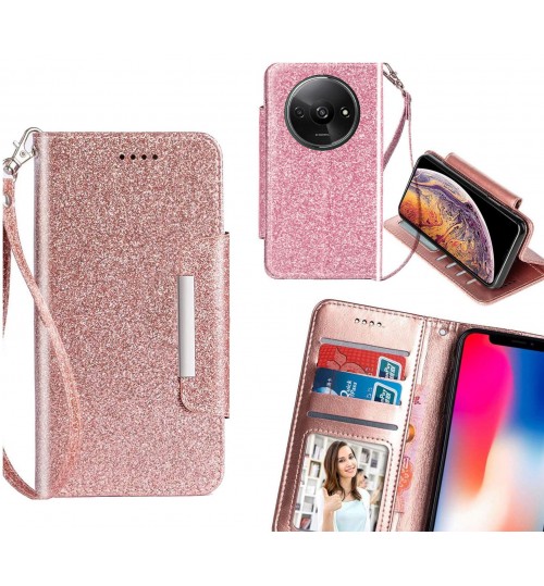 Xiaomi Redmi A3 Case Glitter wallet Case ID wide Magnetic Closure