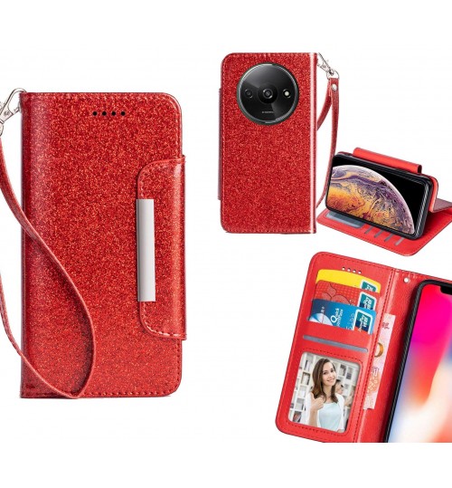 Xiaomi Redmi A3 Case Glitter wallet Case ID wide Magnetic Closure