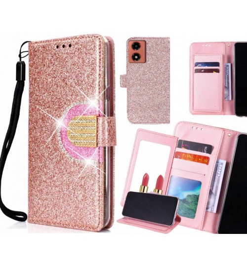 Moto G04 Case Glaring Wallet Leather Case With Mirror