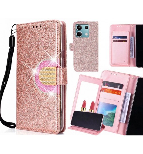 Xiaomi Redmi Note 13 Case Glaring Wallet Leather Case With Mirror