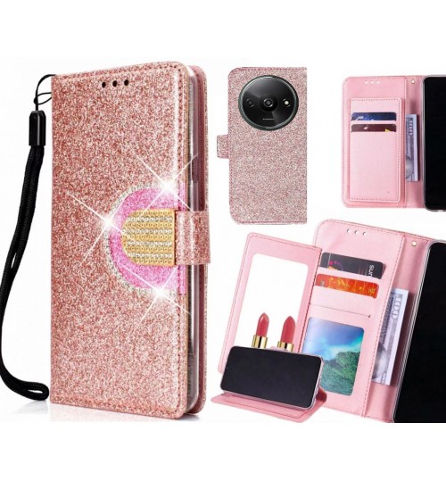 Xiaomi Redmi A3 Case Glaring Wallet Leather Case With Mirror