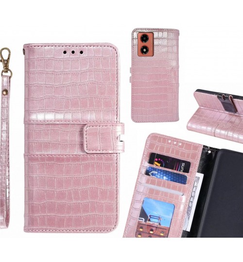 Moto G04 case croco wallet Leather case