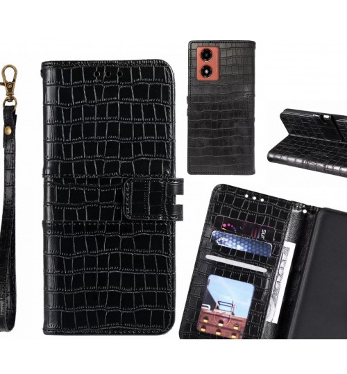 Moto G04 case croco wallet Leather case