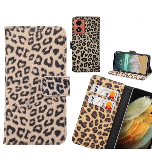 Moto G04 Case  Leopard Leather Flip Wallet Case