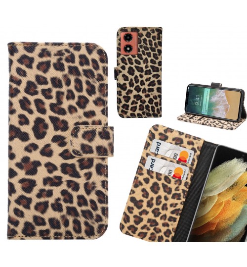 Moto G04 Case  Leopard Leather Flip Wallet Case