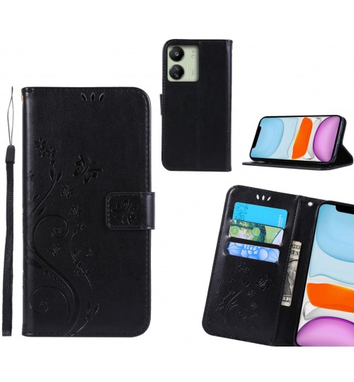 Xiaomi Redmi 13C Case Embossed Butterfly Wallet Leather Cover