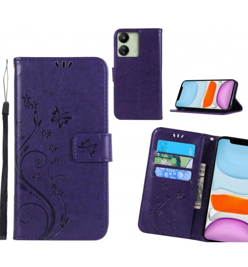 Xiaomi Redmi 13C Case Embossed Butterfly Wallet Leather Cover