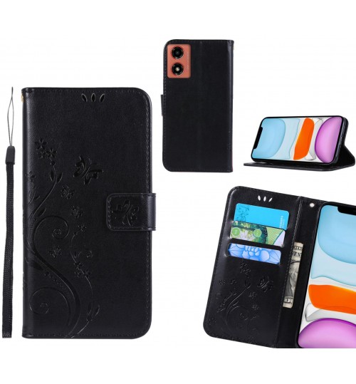 Moto G04 Case Embossed Butterfly Wallet Leather Cover