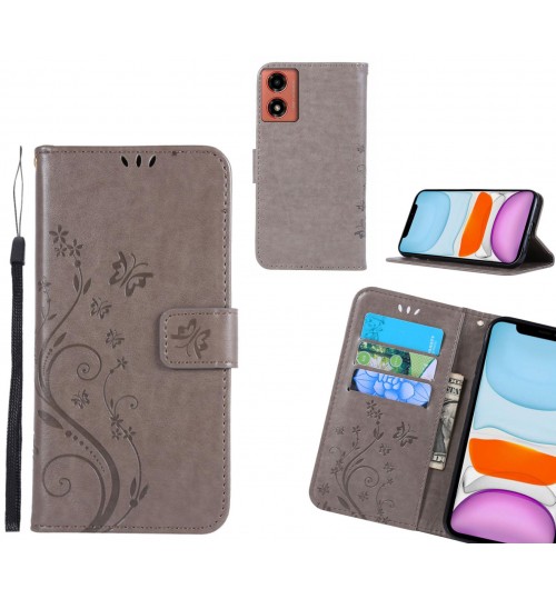 Moto G04 Case Embossed Butterfly Wallet Leather Cover