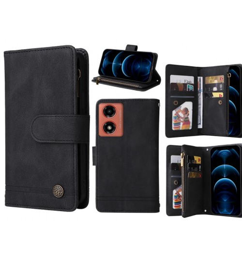 Moto G04 Case 9 Card Slots Wallet Denim Leather Case