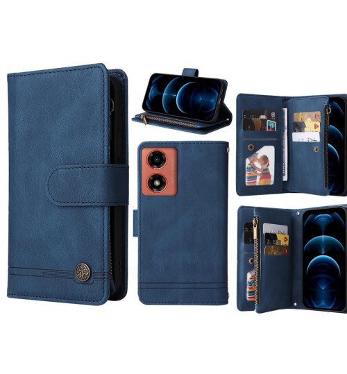 Moto G04 Case 9 Card Slots Wallet Denim Leather Case