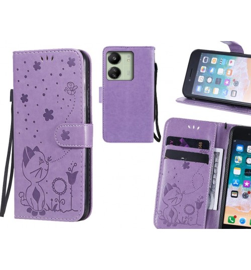 Xiaomi Redmi 13c Case Embossed Wallet Leather Case - Purple