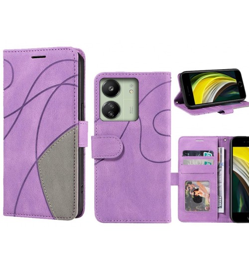 Xiaomi Redmi 13c Case Wallet Premium Denim Leather Cover - Purple