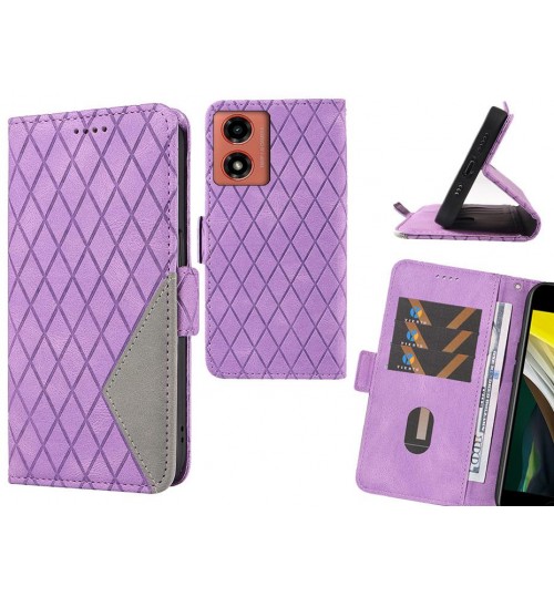 Moto G04 Case Grid Wallet Leather Case