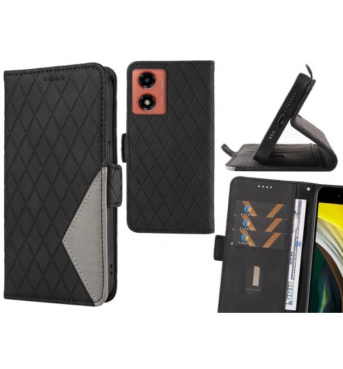 Moto G24 Case Grid Wallet Leather Case