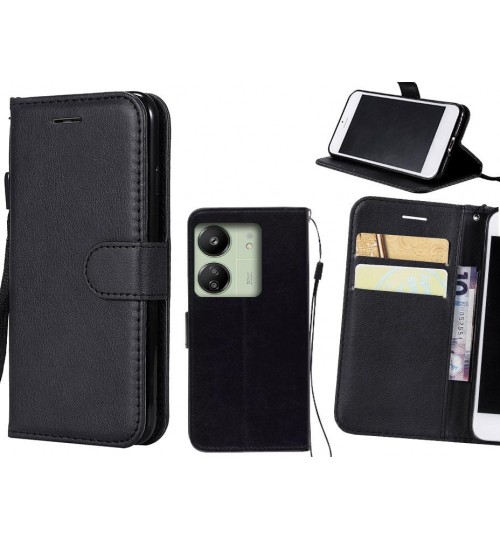 Xiaomi Redmi 13c Case Fine Leather Wallet Case - Black