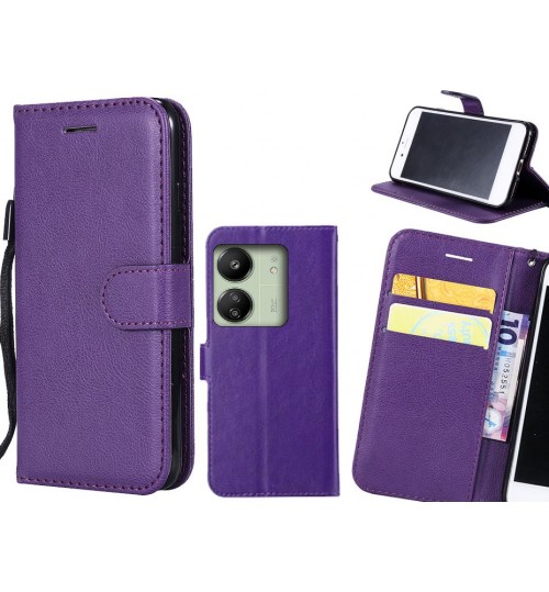 Xiaomi Redmi 13c Case Fine Leather Wallet Case - Purple