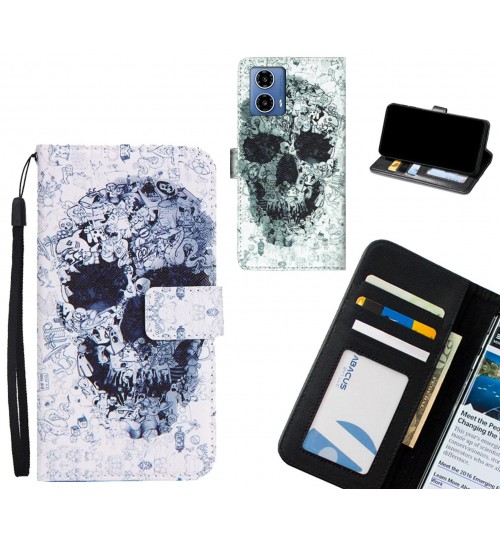 Moto G34 case 3 card leather wallet case printed ID