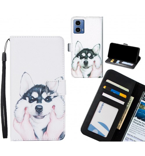 Moto G34 case 3 card leather wallet case printed ID